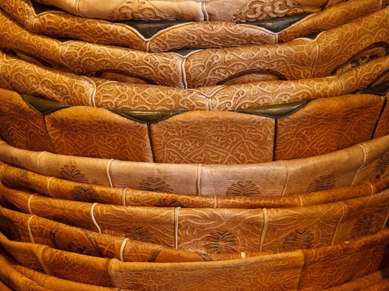 Poufs en Cuir Cognac